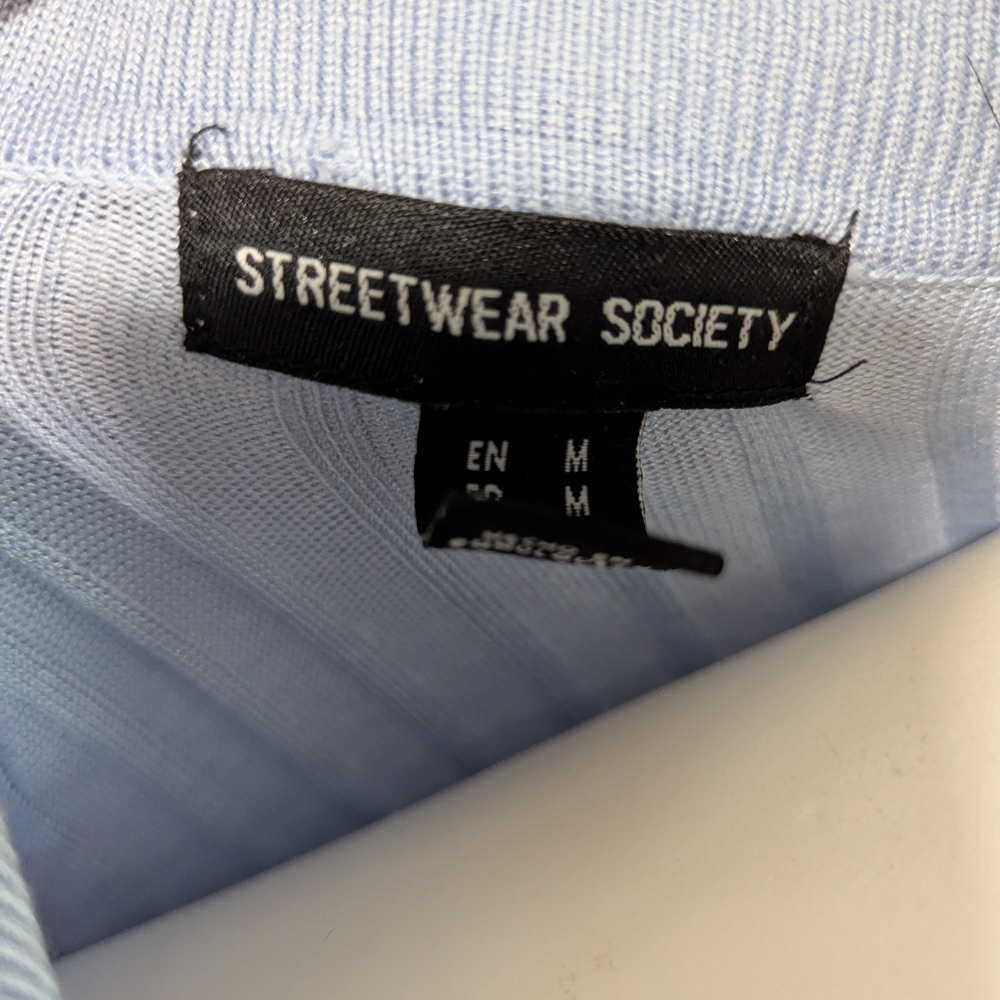 Streetwear Society Light Blue Ribbed Crop Top - Picture 6 of 7